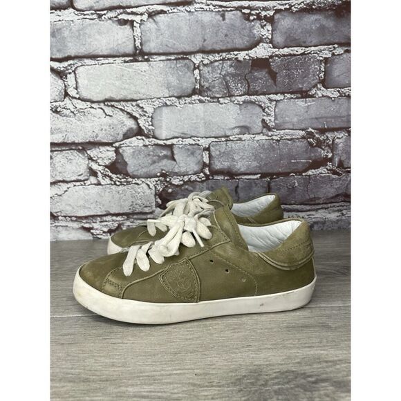Philippe Model Paris Olive Green Leather Casual Sneakers Junior Sz 31EU/13.5M US - Picture 1 of 16